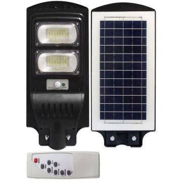 Lampa stradala, panou solar amorf, LED 100W, lumina 6000K, 2000lm, senzor miscare, telecomanda IR, IP65