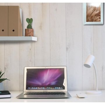 Lampa Unilux LED Lou Portabila, Brat Flexibil, Comutator Tactil, Cablu USB tip C/tip A, Alba