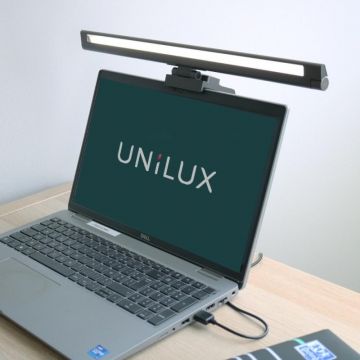 Lampa Unilux LED Visiolight pentru laptop, Rotire la 90°, Alimentare USB 5v/1a, Cablu 1m, Neagra