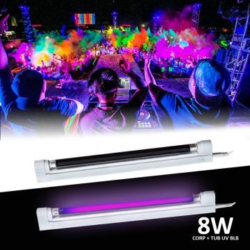 Lampa UV 8W cu suport, lumina blacklight, efect ultraviolet