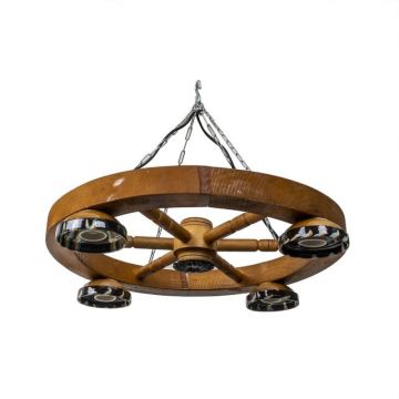 Lustra Lemn Stil Vintage, cu 4 Castroane, Diametru 49 cm