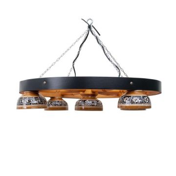 Lustra Premium din Lemn, Vintage, cu 5 Castroane, Diametru 60 cm, Maro