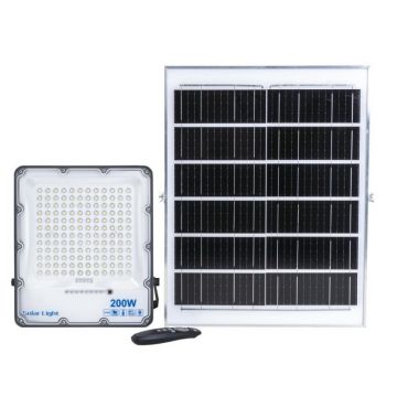Proiector cu Panou Solar, 200 W, Gri, Z-tools