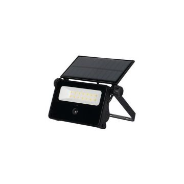 Proiector LED solar SMD, 10W, lumina alb neutra, senzor amurg, 200 lm, ABS si sticla securizata