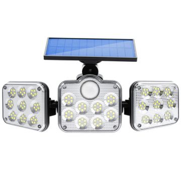 Proiector solar LED, senzor miscare PIR, raza 4-6 m, timp de lucru 8 ore, IP65, 10W, 480 lm, lumina 6500K