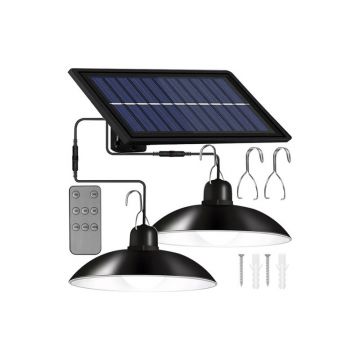 Set 2 lampi solare, 29 LED-uri alb rece, telecomanda, senzor miscare, IP44, 6000lm, 80W