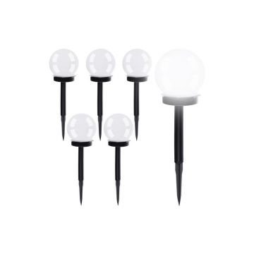 Set lampi solare exterioare bile, 6 bucati, lumina alb rece, impermeabil, IP44, plastic, 32x9 cm