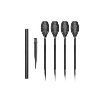 Set lampi solare LED, 4 torte pentru exterior, 12 LED-uri, lumina alb cald, baterie incorporata, rezistenta intemperii