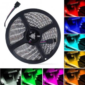 Banda LED auto ambientala, RGB, 12V, lungime 5 m, 14.4W/m, IP65