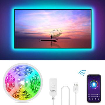 Banda LED RGB Smart Wi-Fi iOS, Android, 2.8 m, control vocal, sincronizare muzica, configurare simpla