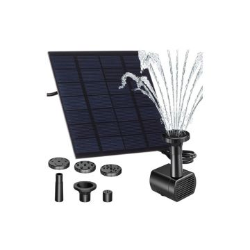 Fantana solara de gradina, 4 jeturi interschimbabile, inaltime 30-60 cm, panou 7V 1.8W, 180 L/h