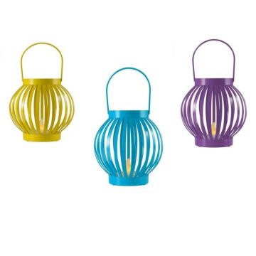 Felinar cu candela LED, efect flacara, 12x11 cm, metal, interior