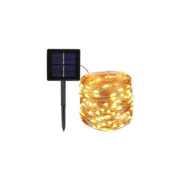 Ghirlanda solara LED, autonomie 6-8h, IP44, lumina 3000K, 40lm, 4W, 200 surse lumina