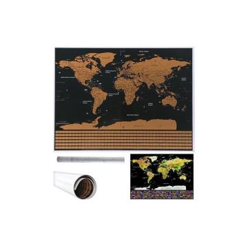 Harta lumii razuibila, limba engleza, drapeluri, 82x59 cm, multicolora