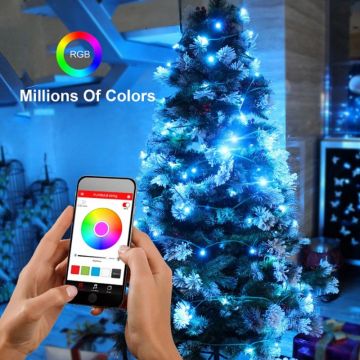 Instalatie smart iSparkle cu 198 LED-uri RGB Wi-Fi, control smartphone, lungime 19.8 m, interior/exterior