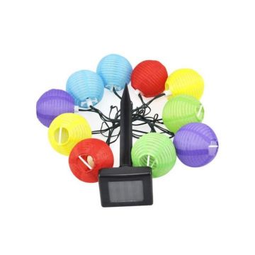 Instalatie solara, 10 globuri, diametru 8 cm, lungime 240 cm, ABS rezistent