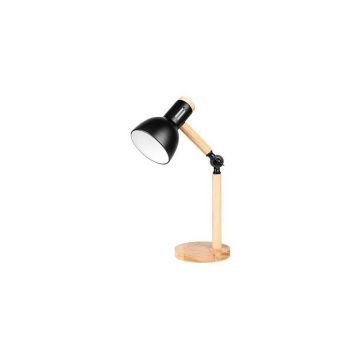 Lampa de birou Woody, bec E27, 60W, comutator, otel/lemn, baza 170 x 150 x 450 mm, cablu 150 cm