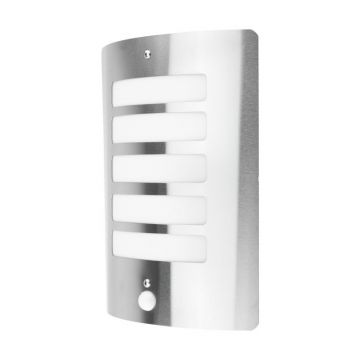 Lampa de gradina, E27, 60W, montare perete, senzor de miscare si amurg, 30 x 23, argintiu