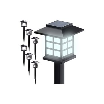 Lampa solara de gradina, set 6 bucati, inaltime 37 cm, 13000k, panou 2V 40mA, iluminare 10-12 h, 2 lm