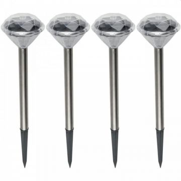 Lampa solara LED Cristal, inaltime 34 cm, iluminare alb, tip tarus, set 4 bucati