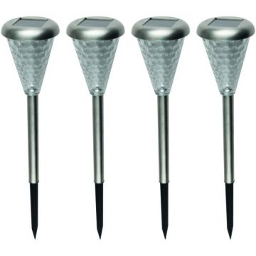 Lampa solara LED multicolor pentru alei, inaltime 37 cm, set 4 bucati