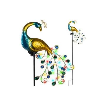 Lampa solara model Paun, 40 LED-uri, 0.7W, panou solar mobil, IP44, 300 mAh, multicolor, 110 x 30 x 6 cm