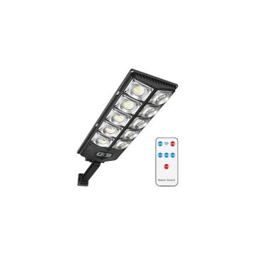 Lampa solara stradala, 300 LED-uri, senzor de miscare, telecomanda, IP65, 6000K, 4200lm, 300W, negru