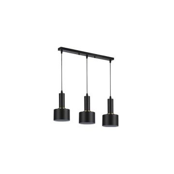 Lampa suspendata moderna, 3 LED-uri E27, IP20, otel si aluminiu, negru