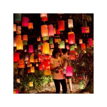 Lampioane suspendate Feng Shui, 16x28 cm, forma acordeon