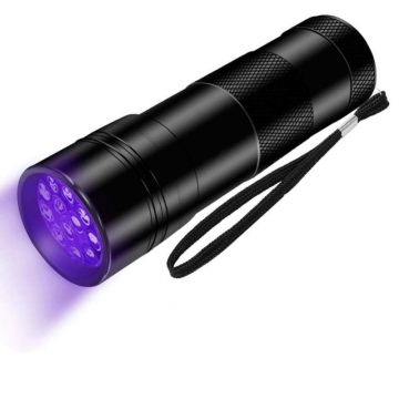Lanterna UV 12 LED-uri 385nm, protectie IP54, material aluminiu, negru