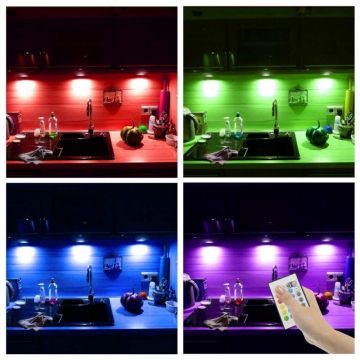 Lumina ambientala LED RGBW 7.2W, 16 culori, 4 piese, telecomanda control, IP20