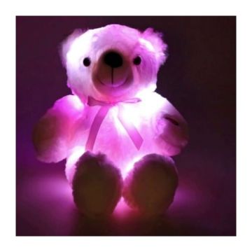 Lumina de veghe Ursulet din plus, LED-uri multicolore, alimentare baterii