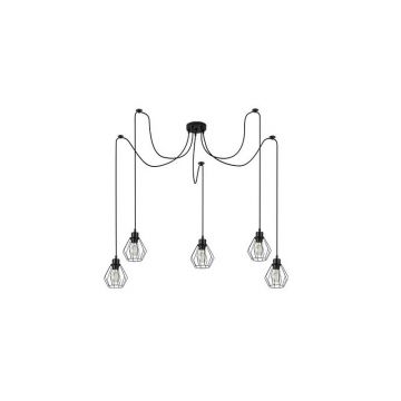 Lustra suspendata cu 5 pendule, 35W, metal, 140 cm, cablu 1.5 metri, neagra