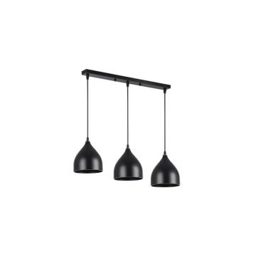 Lustra tip pendul pentru living sau bucatarie, 3 x 60W, E27, cablu 1 m, otel, negru