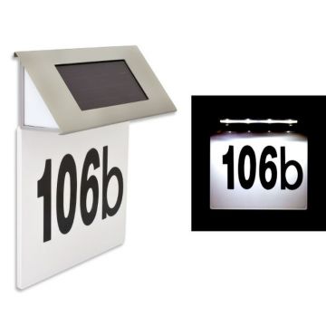 Numar casa incarcare solara, 4 LED-uri, 17x13 cm, accesorii montare incluse