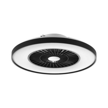 Plafoniera Kleo cu ventilator, 55W, 64 LED-uri SMD, 2520lm, telecomanda IR, 60x17 cm, lumina 3000K-5500K, IP20