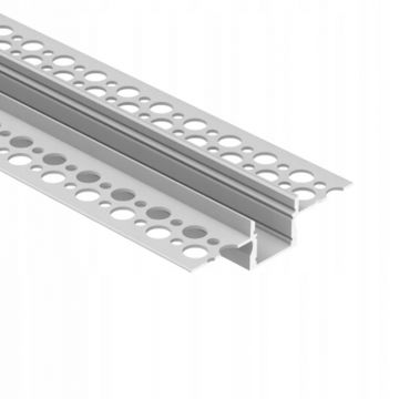 Profil LED incastrat, finisaj anodizat, 2 metri, argintiu