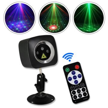 Proiector laser RGB de interior, senzor sunet, 5 moduri iluminare, telecomanda, USB