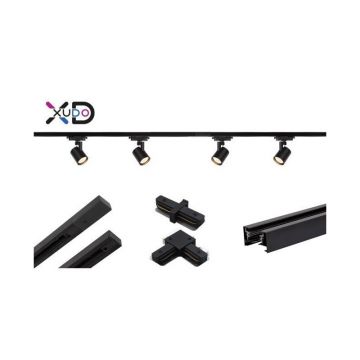 Sina cu proiectoare reglabile, 4 reflectoare, LED GU10, 2 x 75 cm, conectori inclusi, negru mat