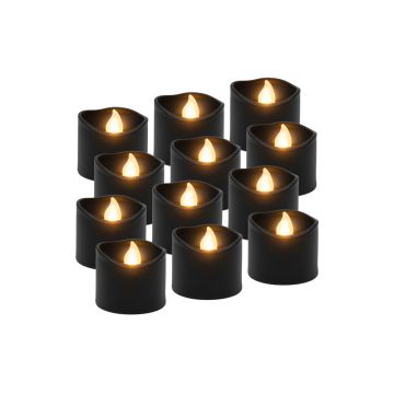 12 Lumanari LED Flacara | Pastila - Negru