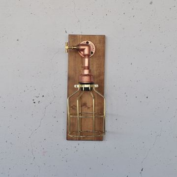 Aplica de perete, Opviq, 791EVL1609, Lemn / Auriu roz