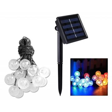 Ghirlanda LED solara exterior, 20 leduri, rezistenta interperii, IP44, 600mAh, 0,7W, negru
