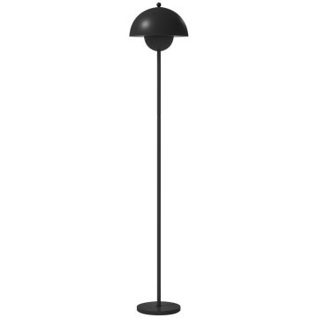 HOMCOM Lampă de podea pentru living modernă cu abajur în formă de cupă Comutator la picior Soclu E27 Fără bec Ø30x155 cm Negru | Aosom Romania