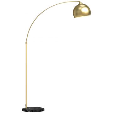 HOMCOM Lampadar lampă de living arc reglabil bază marmură stil vintage 40W E27 dim. 100-115L x 30l x 170-180H cm auriu | Aosom Romania