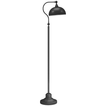 HOMCOM Lampadar pe picior pentru living rotativ la 180°, lampă în arc cu abajur reglabil, întrerupător la picior, 42x25,5x152cm, negru | Aosom Romania