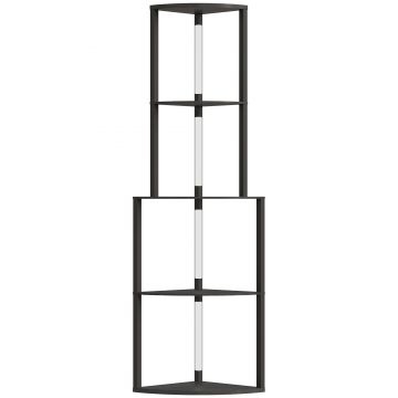 HOMCOM Lampadar pentru living, lampadar cu etajere de colț cu 4 nivele, luminozitate reglabilă, 55,5 x 39,5 x 163 cm, negru | Aosom Romania