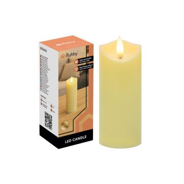 Insertie lumanare LED pentru locuri memoriale, efect realist de flacara, diametru 5 cm, 12.5 cm, bej