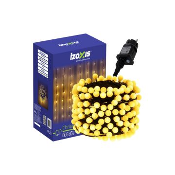 Instalatie brad, 300 LED-uri alb cald, globulete mici, lungime 32 m, 8 moduri iluminare