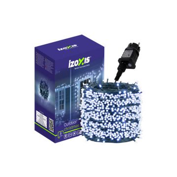 Instalatie Craciun, 500 LED-uri alb rece, lungime 35 m, 8 moduri iluminare, interior si exterior