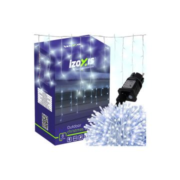 Instalatie de Craciun, 300 LED-uri alb rece, tip turturi, lungime 15 m, cablu alb